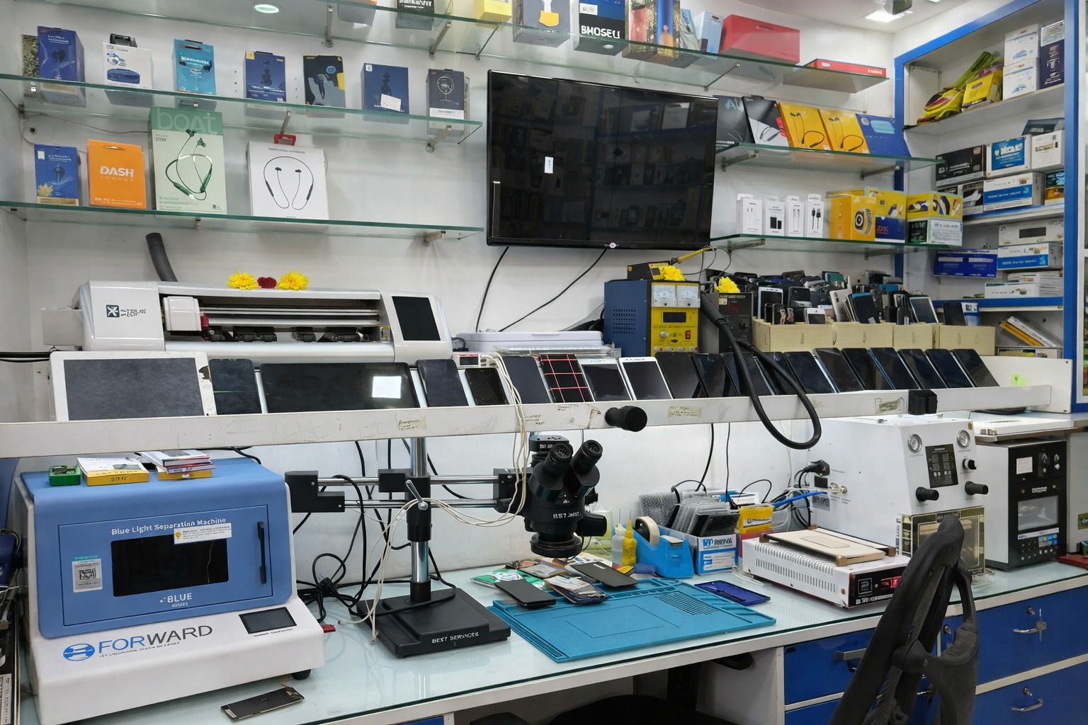 Customer support area inside the shop