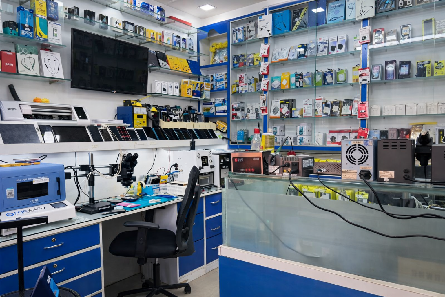 Inside view of SLV Authorised Mobile Repair Center